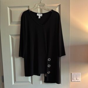 Joseph Ribkoff Black Asymmetrical 3/4 Sleeve Blouse